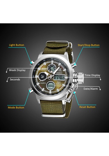 Leezsing Ohsen Erkek Moda Spor Dijital Saatler Su Geçirmez Işıklı Eller Kuvars Kol Saati