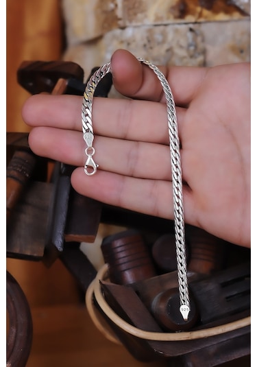 Encili Silver 925 Ayar Gümüş Örgü Model Zincir Bileklik