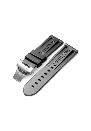 Siyah Saat Kayışı Silikon Kauçuk Saat Kayışı Panerai Kayış Aletleri Çelik Tokalı Yedek