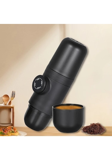 Xuweiwei Siyah Taşınabilir Espresso Makinesi Manuel İşletim Kamp Yürüyüş Ofis İçin Mini Seyahat Kahve Potu