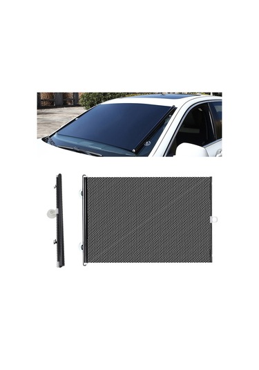Vantuzlu Araba Gölge Perdesi Pencere Teleskopik Stor Perde, Ebat: 40x125cm Siyah File