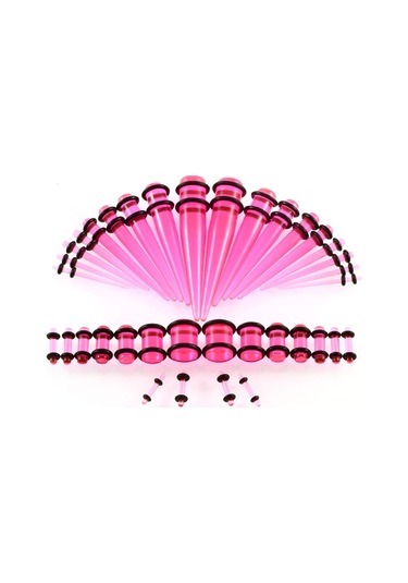 Sones 36 Adet Unisex Akrilik Kulak Genişletme Kulak Genişletici 14g-00g Aksesuar Seti Şeffaf Pembe