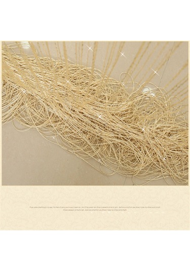 Hfambition Parlak Pullu Gümüş İplikli 100x200cm Şeffaf Perde Dekoru - Altın Renk