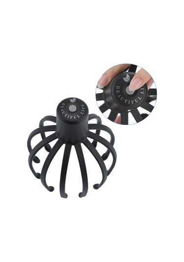 Butu Elektrikli Saç Derisi Masaj Aleti Çok Pençeli Titreşimli Stres Giderici Uyarıcı Saç Kaşıyıcı Siyah