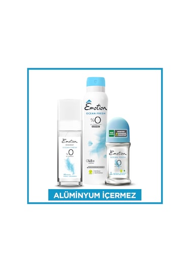Emotion Ocean Fresh Deodorant 150 Ml, Roll On 50 Ml, Pump Sprey 100 Ml Seti
