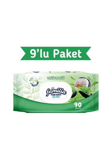 Familia Yeşilin Tazeliği Islak Havlu Mendil 90x9 810 Yaprak