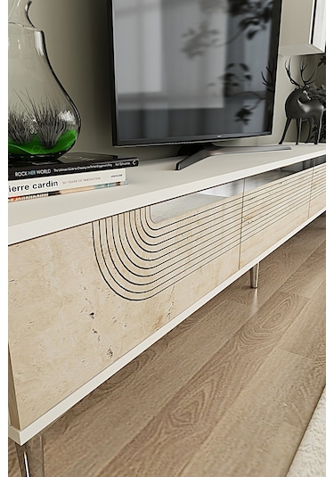 Tvr1803bts - Meyra Tvr180 Ünitesi Takım Beyaz-traverten-sılver 180cm Beyaz-traverten-sılver
