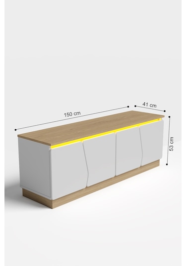 Bohem 150 Cm Tv Ünitesi Ledli Mdf Kapak Beyaz