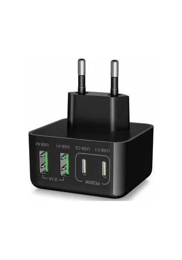 Honeybeeshop Sancomo 2025 Yeni Model 40w 4 Portlu Usb A C Hizli Sarj Adaptoru Hnt Pd3509 Siyah İphone Uyumlu İpad Airpods Icin Ab Fisi Siyah