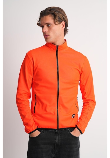 Alexandergardı Dik Yaka Cepli Fermuarlı Sporcu Hırka Turuncu