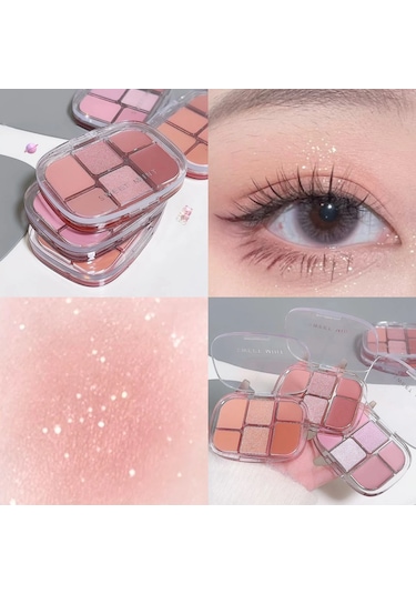 Altı Renkli Mat Pembe Göz Farı Paleti Glitter Mat Göz Farı Yalan İpekböceği 02 9.4g C01