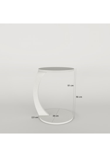 İntergo Tekerlekli C Yan Sehpa Beyaz