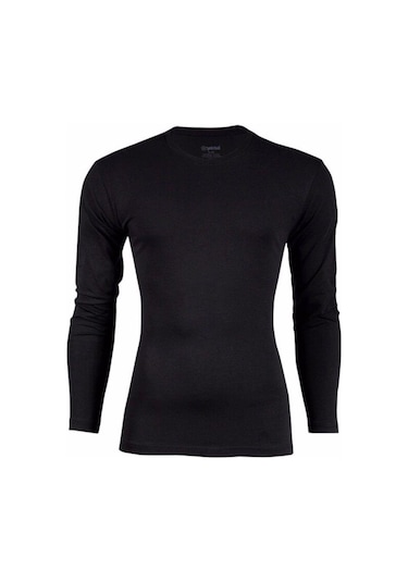 Yıldız Erkek Modal Uzun Kol Sıfır Yaka Body T-shirt Atlet - 385-386 Siyah