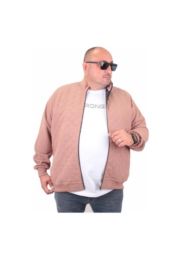 Starbattal Büyük Beden Fermuarlı Hırka Diamond 23281 S.Kahve-S.Kahve