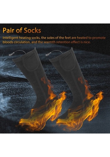 Willowhaven Erkek Kadın İçin Elektrikli Isıtmalı Pil Çalışan Kış Sıcak Siyah Çoraplar Siyah