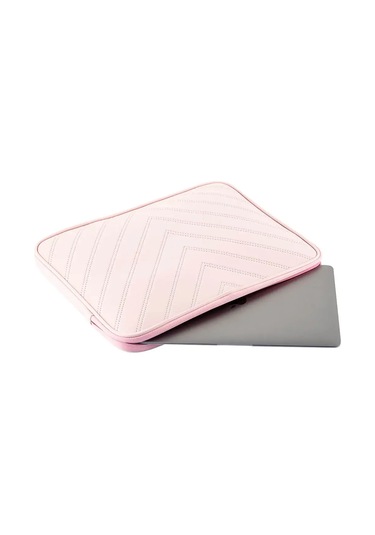 Notebook Laptop Macbook Uyumlu Çantası Suni Deri 15.6" İnç - 800-düz Açık Pembe