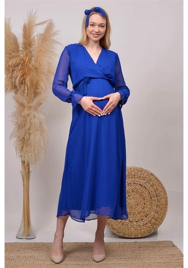 Kadın Beyaz Baby Shower Şifon Hamile Elbise Dphml003 Saks