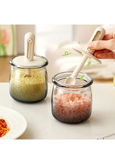 Elmpaly Yeşil 1 Adet Gradyan Cam Baharat Kavanozu Kapaklı Hava Geçirmez Saklama Kabı Yeşil