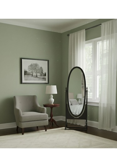 Rivoli Ayaklı Ahşap Oval Boy Aynası 58x165 Siyah