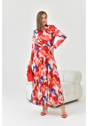 Ftz Women Kadın Desenli Elbise Mercan 30842-Mercan