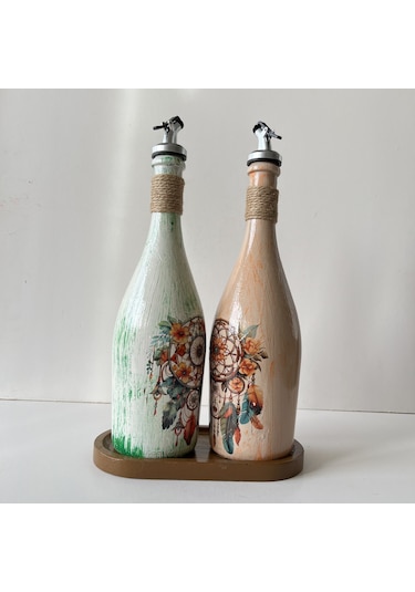 Düşkapanı Desenli Sunum Stantlı 2'li 750 Ml Yağlık Sirkelik
