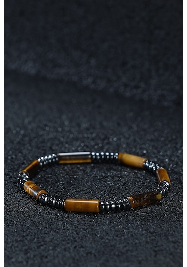 Ssilhoutte Doğaltaş Sertifikalı Erkek & Kadın Doğal Taş Kaplangözü Ve Hematit Hediye Tasarım Bileklik 4mm Kahverengi