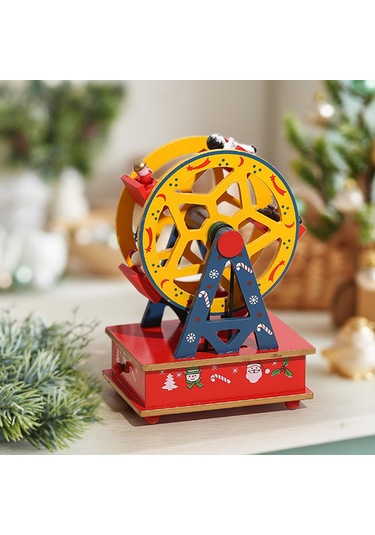 Suntek Yılbaşı Müzik Kutusu Tekerlek Masaüstü Süsü Sarı