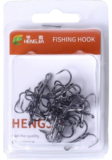 Hengjia 20 Adet Klasik Siyah Yüksek Karbonlu Çelik Balıkçılık Üç Çeneli Tiz Kanca