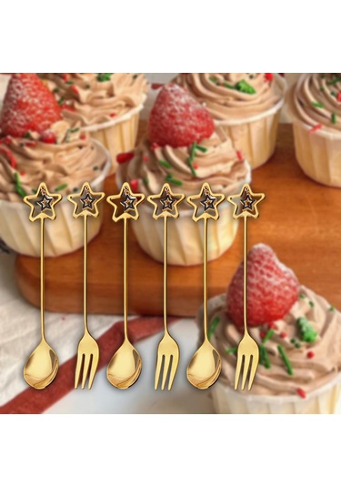 Suntek Magideal 6x Paslanmaz Çelik Kaşık Çatal Yılbaşı Yıldız