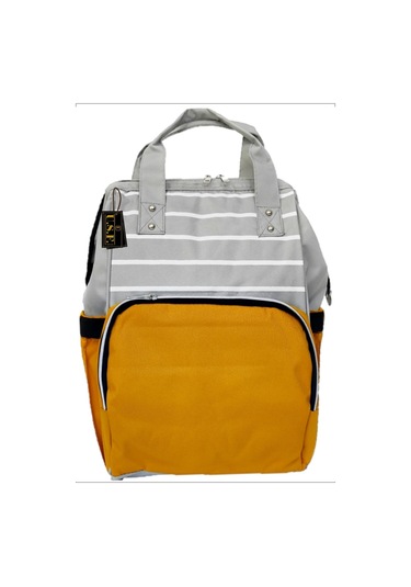 U.S.F Lüx Fonksiyonel Anne Bebek Bakım Sırt Çantası Gri - Sarı