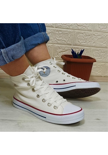 Fiyra 555 Beyaz Uzun Unisex Sneaker Keten Spor Ayakkabı 001