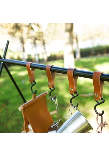 Yaleker Kamp Ve Tırmanma İçin Dayanıklı Nylon+pu+metal Oluklar - Hafif, Taşınabilir 4'lü Set Açık Kahve Siyah