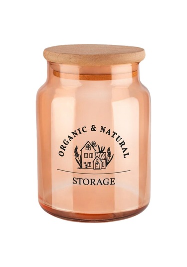 Selka Home 890 Ml Mary Ahşap Kapaklı Desenli Cam Kavanoz