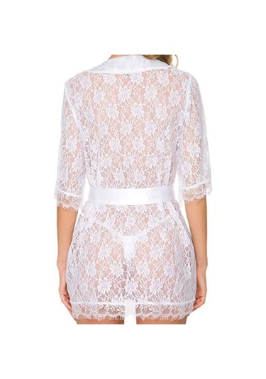 Sones Kadın Dantel Kesim Gecelik Takım Mavi