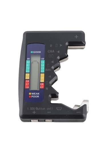 Vkemall Siyah Dijital Pil Test Cihazı - C/d/9v/aa/aaa/1.5v Li-pil Göstergesi, Lcd Ekranlı Pil Gücü Tespit Aleti
