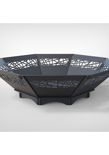 Oktagon Ateş Çukuru Bahçeniz İçin Sekizgen Portatif Ve Dekoratif Siyah