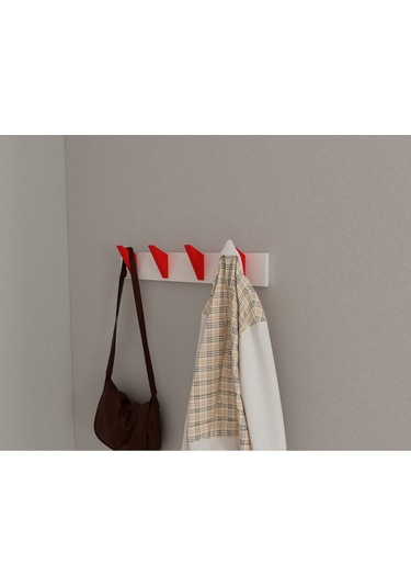 Hepsi3boyutlu Modern Duvar & Kapı Kanca Askılık - 4 Adet Kırmızı Kanca Askılık - Model No : 5 Kırmızı