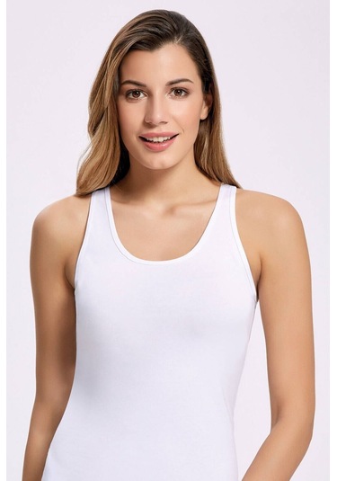 Ribana Geniş Askılı Beyaz Kadın Atlet 5 Adet 001