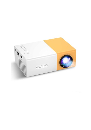 Vkemall Portatif Led Projeksiyon Cihazı, 400-600 Lumens, 24-60 İnç Ekran, Ev Ve Dış Mekan Kullanıma Uygun, Sarı-beyaz Avrupa Standartı