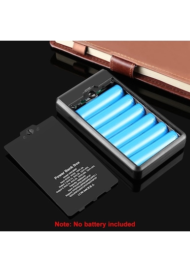 Vkemall Haweel 6 Hücre 18650 Levazımsız Pil Kutusu, 22.5w Hızlı Şarj, Ekranlı Taşınabilir Güç Kutusu, Siyah Renkli