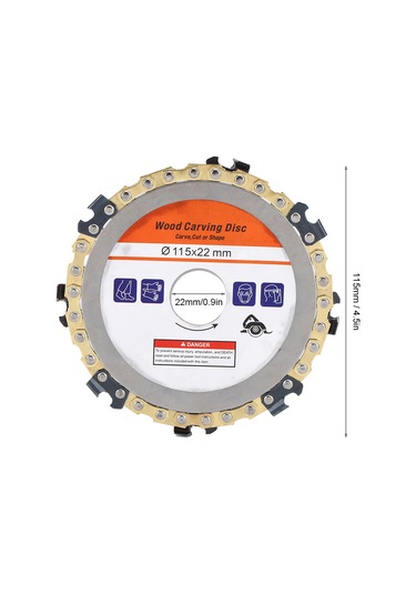 Padalink Karbür 8 Dişli Zincir Testere Diski - 115mm 4.5" Açımlı Zımpara Uyumlu, Ahşap/plastik Kesim, Hızlı Atık Temizliği, Verimlilik Artırıcı