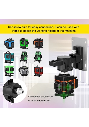 Vkemall Duvar Tipi Seviye Ayakçığı Seti: 360 Döner, 15 Hassas Ayar, Mıknatıslı Ve Demir Plakalı, Plastik+metal Malzeme