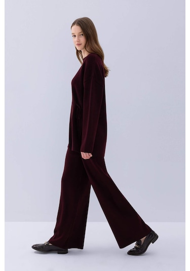 DeFacto Triko Pantolon Regular Fit Beli Lastikli Cepli Düz Basic Düz Paça D7511AX24WNBR171