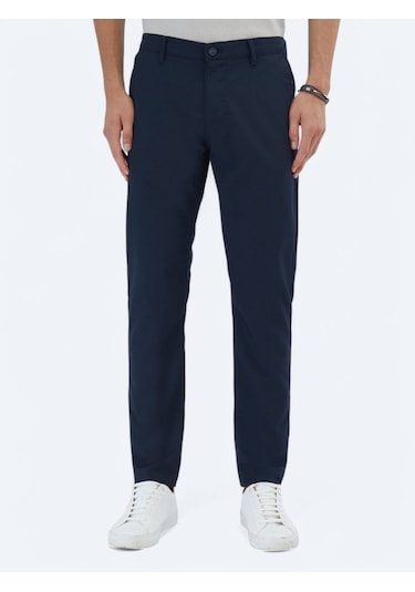 Lacivert Dokuma Casual Pantolon Lacivert