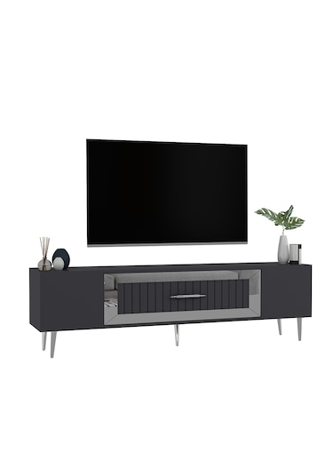 Lahor Tv Sehpası Tv Ünitesi 150 Cm Antrasit Gümüş