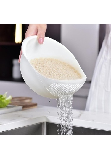 Novahub Mavi Pirinç Yıkama Filtre Sepeti Kevgir Elek Meyve Sebze Kase Süzgeç Süzgeç Temizleme Araçları Ev Mutfak Gadget Kiti Mutfak Aletleri Drenaj Sepeti Mavi