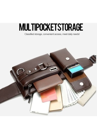 Tcherchi Çok Fonksiyonlu Büyük Kapasiteli Bel Çantası Kahverengi 001