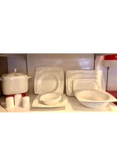 Aryıldız 60 Parça Bone Square 45008 Yemek Takımı