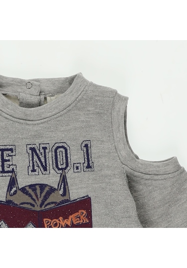 Panço Kız Bebek Omuz Pencere Detaylı Baskılı Sweatshirt (554816243) Çok Renkli