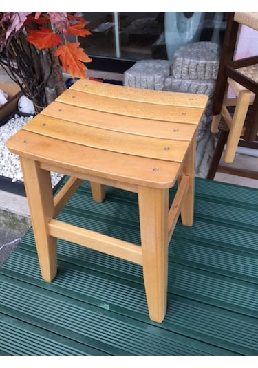 Ahşap 35 Cm. Tabure Gürgen Ağacından Cilalı 1.Kalite